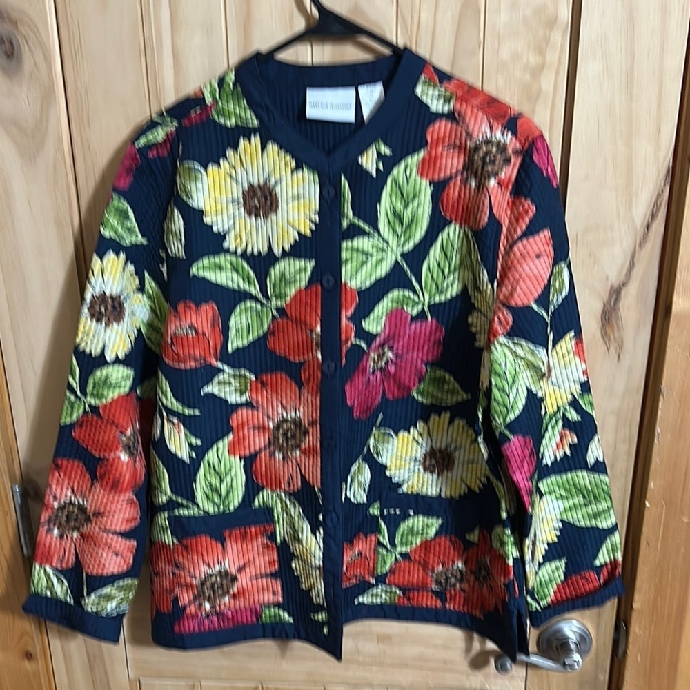 Alfred Dunner Floral Button-Up Light Jacket